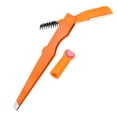 thumbnail image 1 of Portable 3 In1 Eyebrow Shaping Tool, Stainless Steel Eyebrow Trimmer, Foldable Eyebrow Clip, Eyebrow Brush, for Women's Eyebrow Combing, Orange, 1 of 1
