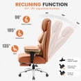 thumbnail image 3 of CoolHut Big and Tall Office Chair 400LBS, Adjustable Headrest Ergonomic Computer Desk Chair, Executive Leather Chair with Adjustable Armrest, High Back Office Chair Havy Duty Design, Brown, 3 of 9
