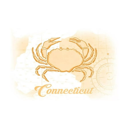 Connecticut - Crab - Yellow - Coastal Icon Print Wall Art By Lantern