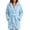Blue, variant on Ghalytn Women's Zip-Up Hooded Fleece Bath Robe, Long Sleeve Short Robe with Tie Belt and Pockets