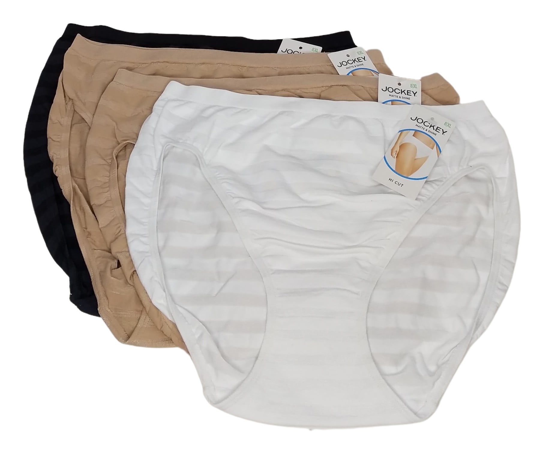 Jockey Panties Sz 8 Set Of 4 Matte & Shine HiCut Panty Black A502713