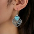 thumbnail image 3 of HOOUN Vintage Silver Turquoise Ear Hook Stud Dangle Drop Earrings Women Jewelry A Pair-#11, 3 of 5