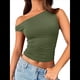 thumbnail image 1 of Tops de Verano con Hombros Descubiertos para Mujer, Camisetas para Salir, Top Corto Sin Mangas, Ropa de Moda, Conjuntos de 2025 Verde M, 1 of 9