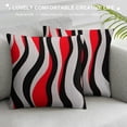thumbnail image 3 of Creowell  Throw Pillow Cover Geometric Black and White Red Abstract Line Decorative Pillow Case Home Decor Square Pillowcase, 3 of 5