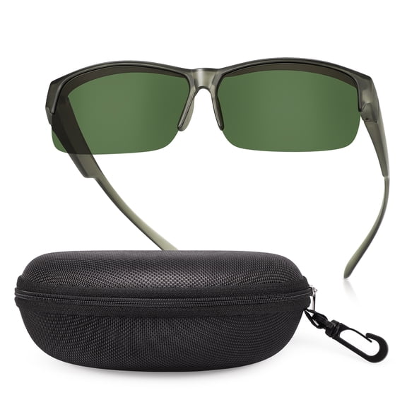 TINHAO Fit Over Glasses Sunglasses for Men with Hard Case, Polarized UV400 Wrap Around Prescription Glasses for Driving Fishing Hiking Golf Cycling Outdoor