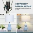 thumbnail image 6 of Cinkeda Ceramic Table Lamp Set of 2 for Bedroom Living Room 22" Modern Blue Double Gourd Nightstand Bedside Lamps, 6 of 7