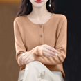 thumbnail image 4 of Ayolanni Soft Knit Cardigan Sweaters for Women Long Sleeve Gold Lightweight Cardigan Loose Crew Neck Button Down Coat XXL, 4 of 5