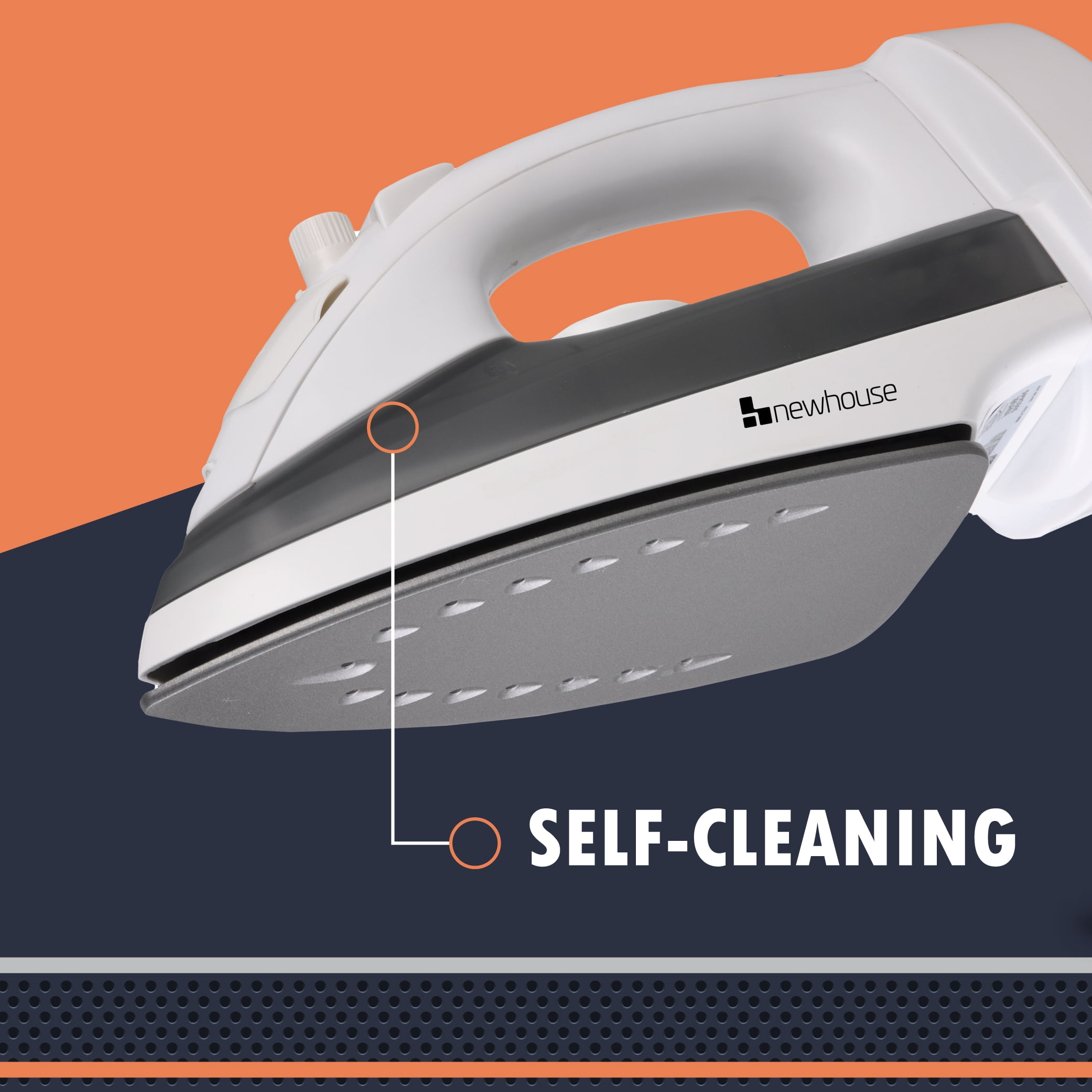 Newhouse 120V 1200-Watt Retractable Cord Steam and Spray Iron NHIR-001-R, Retractable Cord, Self-Cleaning, ETL Certified Home Essential