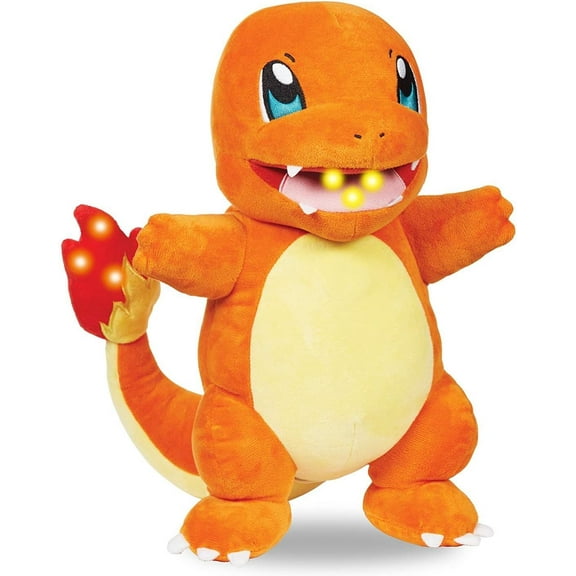 Pokemon 10" Flame Action Charmander Plush - Interactive w/Lights & Fire Sounds - Light Up Tail & Mouth w/Sound Effects & Voices - Officially Licensed Gift for Kids, Boys, Girls - Ages 4 