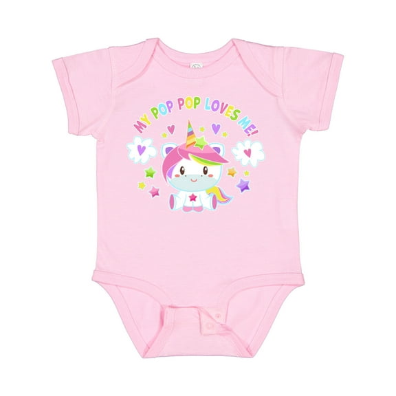 Inktastic My Pop Pop Loves Me with Cute Rainbow Unicorn Boys or Girls Baby Bodysuit