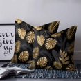 thumbnail image 2 of Pillow Covers 20x20 Set of 2, Black Golden Palm Leaf Throw Pillow Covers Decorative Couch Cushion Cover, Tropical Plant Modern Luxury Microfiber Soft Square Pillowcases for Bedroom Living Room Sofa, 2 of 7