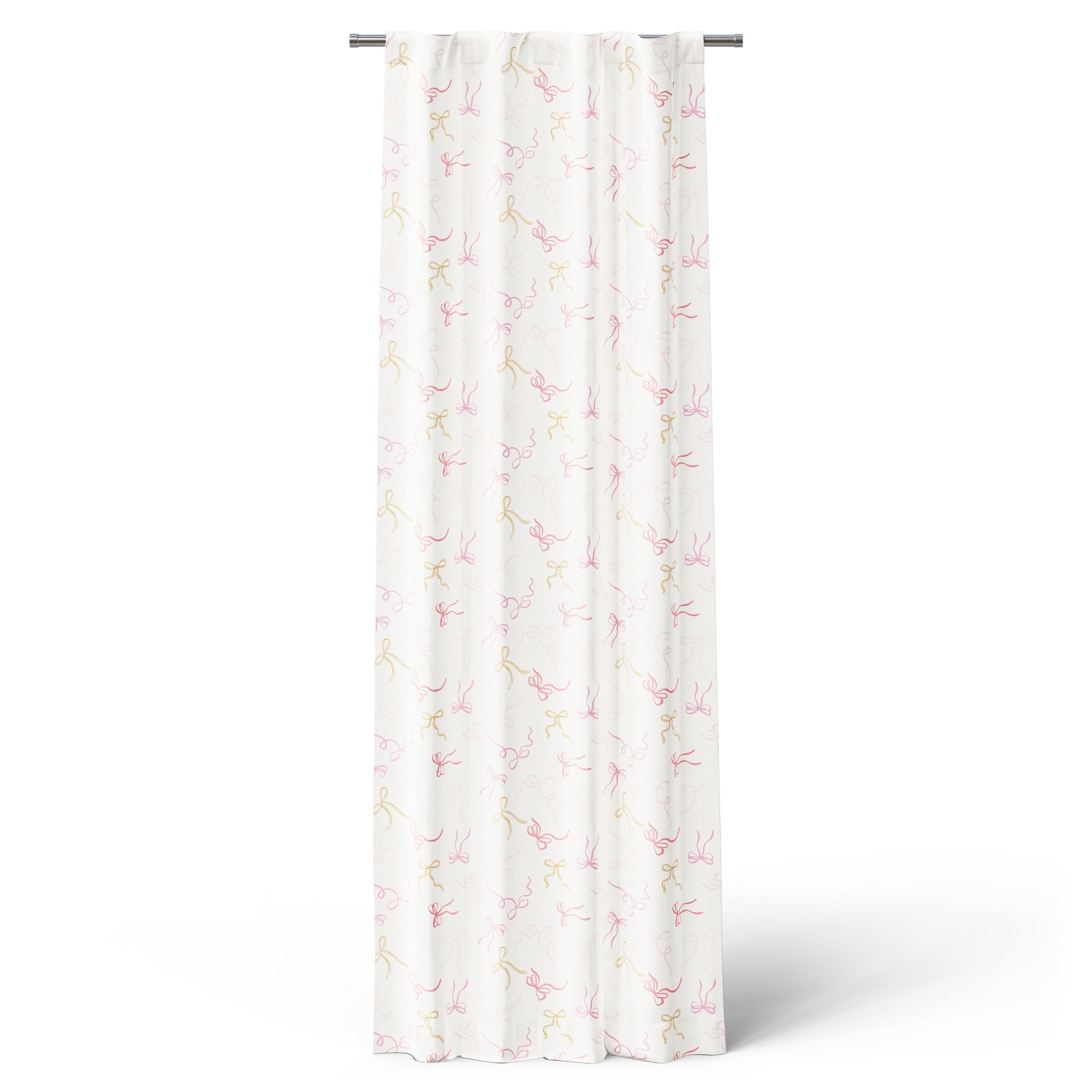 Mainstays Kids 100% Blackout Pink And Yellow Ribbons Curtains For Girls Bedroom, Thermal & Noise Insulation, Energy Saving Design, Single Panel