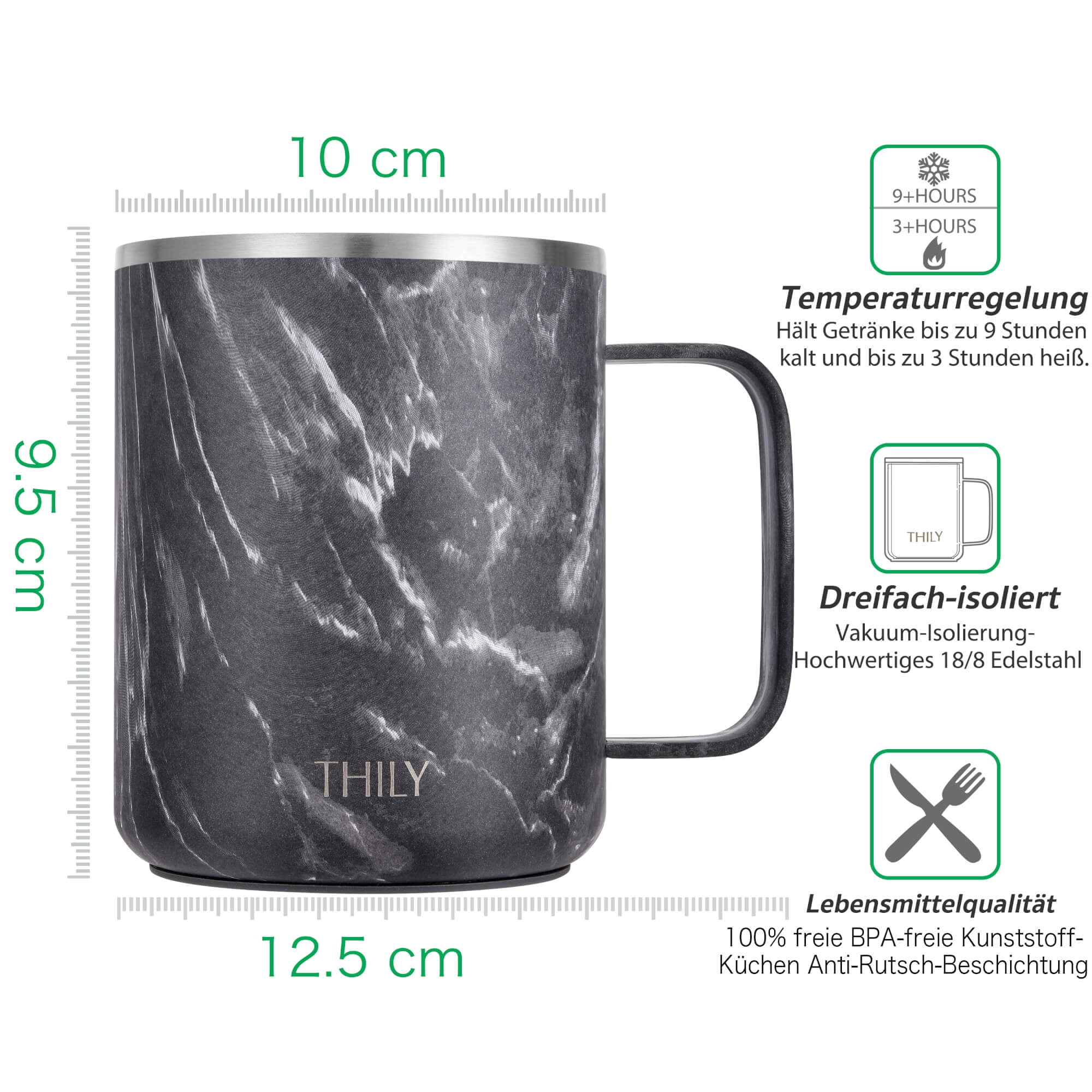 Agatige 500ml Spill Proof Insulated Coffee Mug with Tumbler Lid and Handle  for Adults, Disabled, Elderly