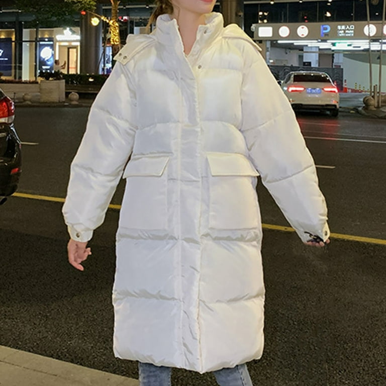 HSMQHJWE Winter Parka For Women Thickened Down Jacket Women Women'S Overcoat Warm Winter Detachable Hoodie Solid Color Loose Long Outwear Bread Jacket