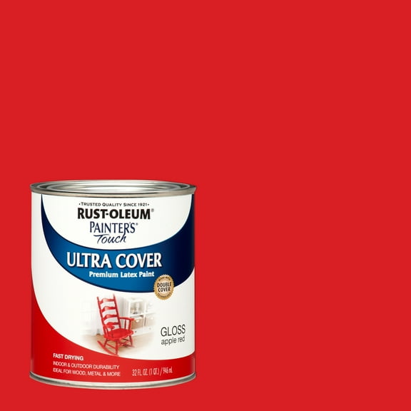 2 Pack, Apple Red, Rust-Oleum Gloss Painters Touch Ultra Cover Paint- Quart