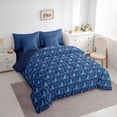 thumbnail image 3 of Feelyou Women Damask Floral Bedding Comforter Set 7pcs, Blue Cat Animal Full Bedding Set, 3 of 8