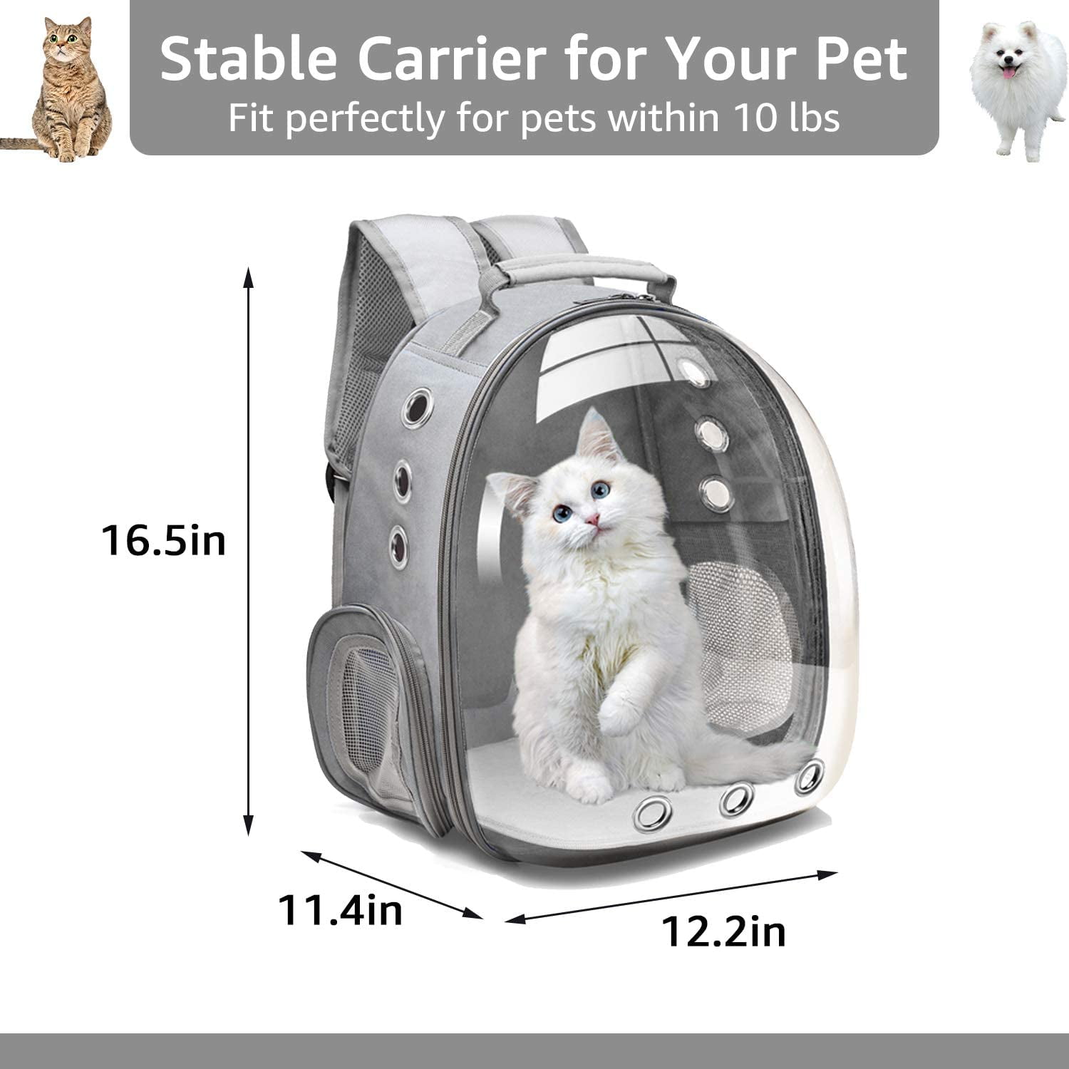 Iguohao Cat Backpack Carrier Bubble Bag Small Dog Backpack Carrier For Small Dogs Space Capsule Pet Carrier Dog Hiking Backpack Airline Approved Tra