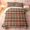 thumbnail image 2 of Manfei Farmhouse Christmas Twin Quilt Set,Rustic Holiday Plaid Twin Coverlet Set,Red,2pcs,1 Bedspread and 1 Pillowcase, 2 of 7