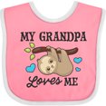 thumbnail image 3 of Inktastic My Grandpa Loves Me with Sloth and Hearts Boys or Girls Baby Bib, 3 of 4