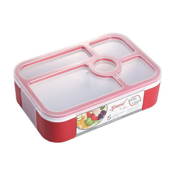 Hiroekza Bento Lunch Box Japanese Style Large Capacity Compartmentalized Microwave-Safe with Utensils for Women Mens Office Work Sealed Salad Container Red