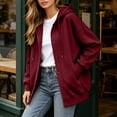 thumbnail image 6 of JOANKDMI Button Down Sweatshirt Women Hoodie Long Sleeve Drawstring Fall Solid Color Relaxed Fit Outerwear with Pockets Winter Cardigan Top, 6 of 9