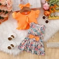 thumbnail image 2 of mgoYE 0-3 Months Baby Girl Clothes Toddler Baby Girls Dress and Cardigan Short Sleeve Shrug Flower Knit Tutu Dress Fall Outfit with Headband Set(Orange,2-3 Years), 2 of 4