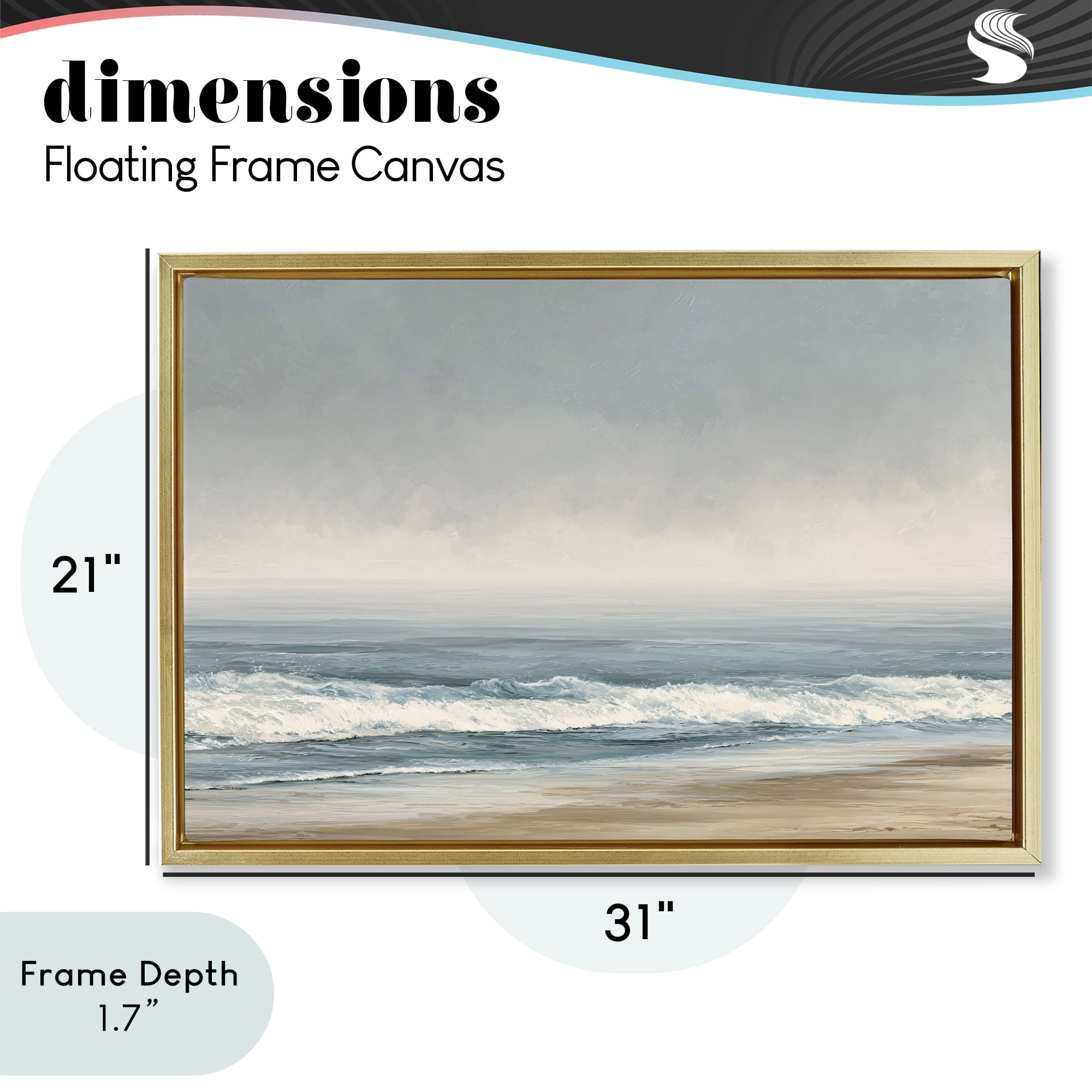 Stupell Industries Tranquil Mist Beachscape Gold Framed Floater Canvas Wall Art, design by Jacky Ngan