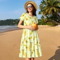 thumbnail image 4 of Vsdgher Bananes pour Femmes Été 2025 Robes Midi Décontractées Légères Manches Courtes Col Rond Robe de Plage, 4 of 6
