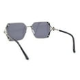 thumbnail image 4 of Womens Ribbon Jewel Designer Style Rimless Oversize Rectangle Sunglasses Silver Black, 4 of 4