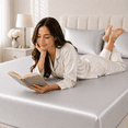 thumbnail image 4 of 100% Mulberry Silk Fitted Sheet with Deep Pocket Made in USA, Real 22 Momme Silk Bed Sheets, 6A Grade Pure Silk, Hypoallergenic&nbsp;, 4 of 9