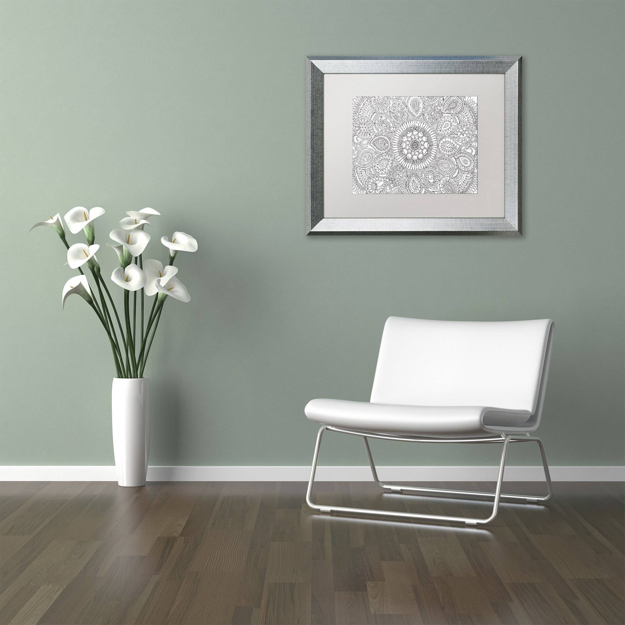 Trademark Fine Art "Paisley Mandala" Canvas Art by Hello Angel, White Matte, Silver Frame