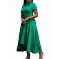 thumbnail image 2 of Women'S Elegant Casual Short Sleeve Work Party A-Line Dress Green XL, 2 of 9