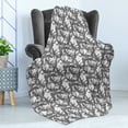 thumbnail image 4 of Gecko Soft Flannel Fleece Throw Blanket, Ornate Boho Motifs on Lizards with Tropical Palm Leaves Background, Cozy Plush for Indoor and Outdoor Use, 50" x 60", Pale Grey White, by Ambesonne, 4 of 5