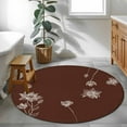 thumbnail image 5 of Brown White Floral Round Rug 3ft Washable Circle Entryway Rugs Non Slip Abstract Art Summer Botanical Area Rug Indoor Floor Carpet for Bedroom Kitchen Living Room Home Office Dining Room Nursery, 5 of 8