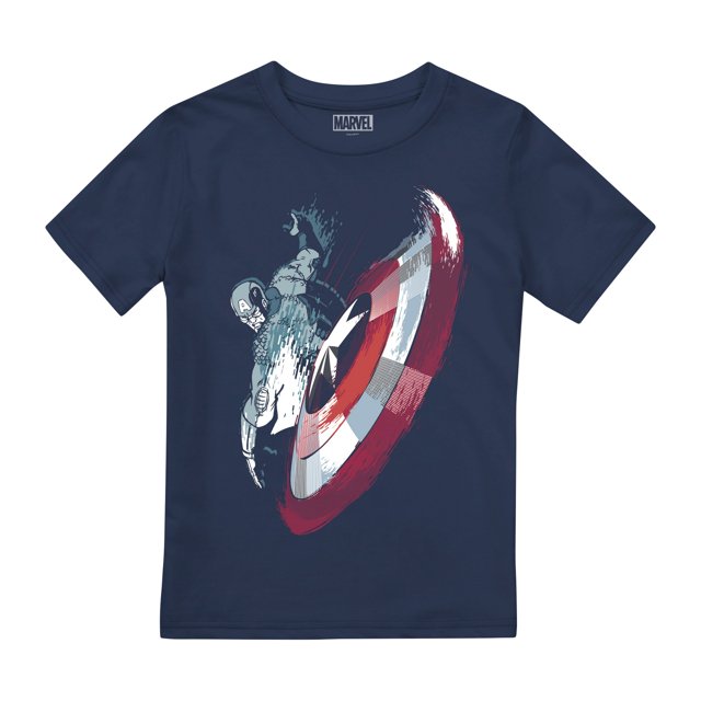 Captain America - Camiseta Escudo para Niños/Niñas (Marino)