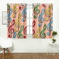 thumbnail image 2 of MKHERT Musical Notes Pop Art Window Curtain Kitchen Curtain 26x39 inch,Two Piece, 2 of 3