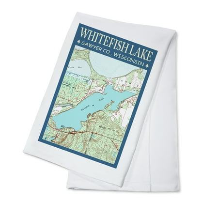 

Whitefish Lake Chart Sawyer County Wisconsin (100% Cotton Tea Towel Decorative Hand Towel Kitchen and Home)