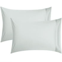 Unique Bargains 2-Pack Combed Cotton Solid Pillow Covers Silver Gray Queen(20"x30")