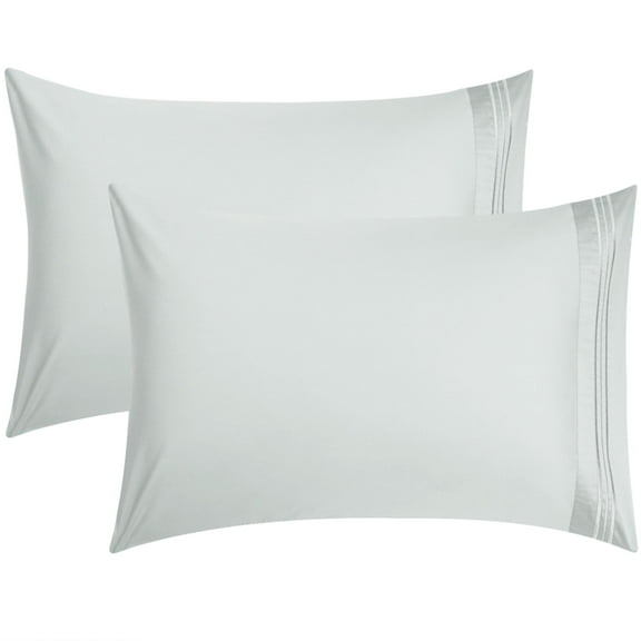 Unique Bargains 2-Pack Combed Cotton Solid Pillow Covers Silver Gray Queen(20"x30")
