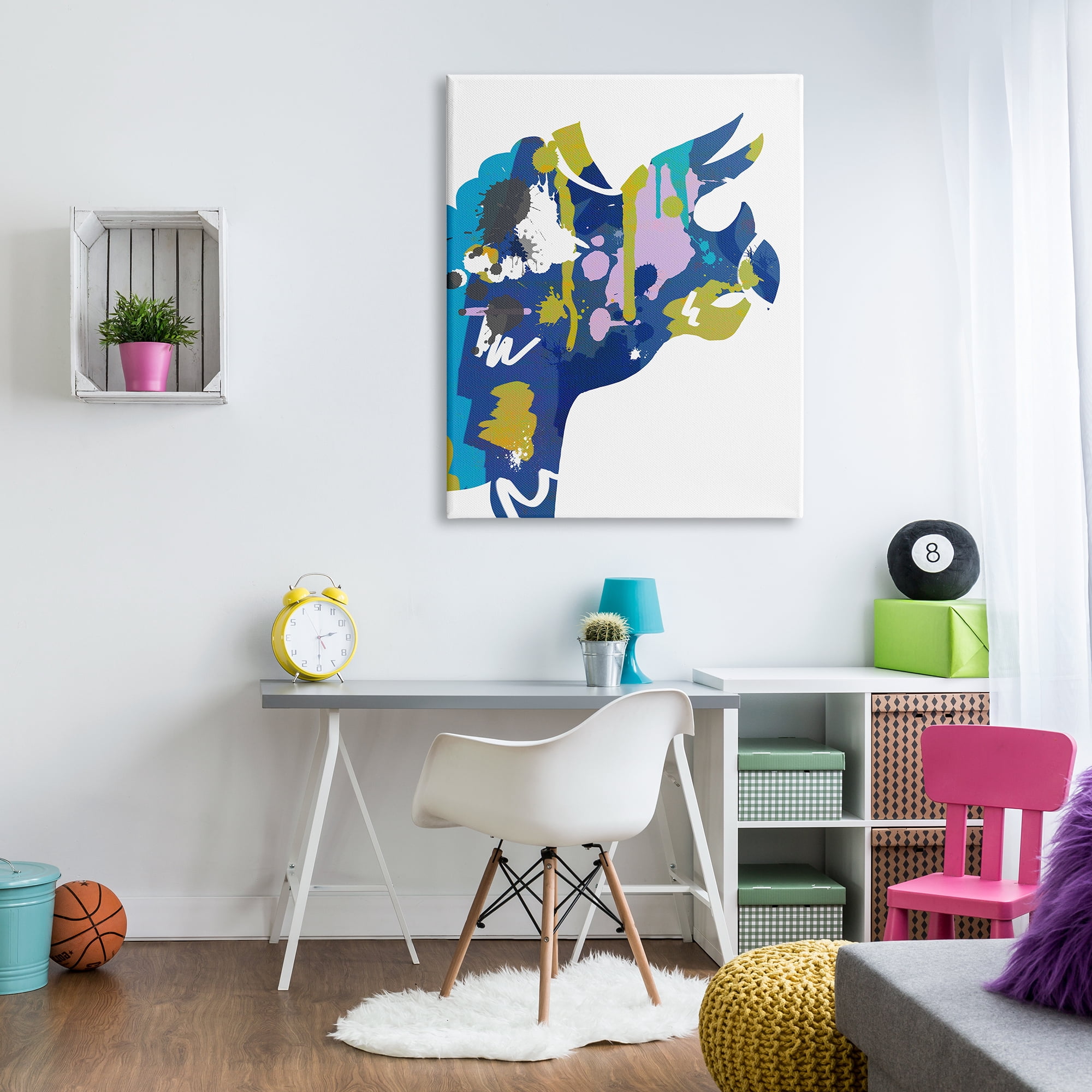 Stupell Indtries Triceratops Dinosaur Silhouette Abstract Graffiti Paint Pattern,36 x 48,Design by Anna Quach