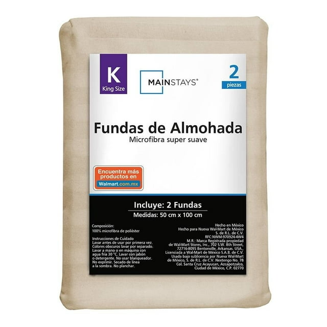 Fundas de Almohada Mainstays King Size Liso Beige