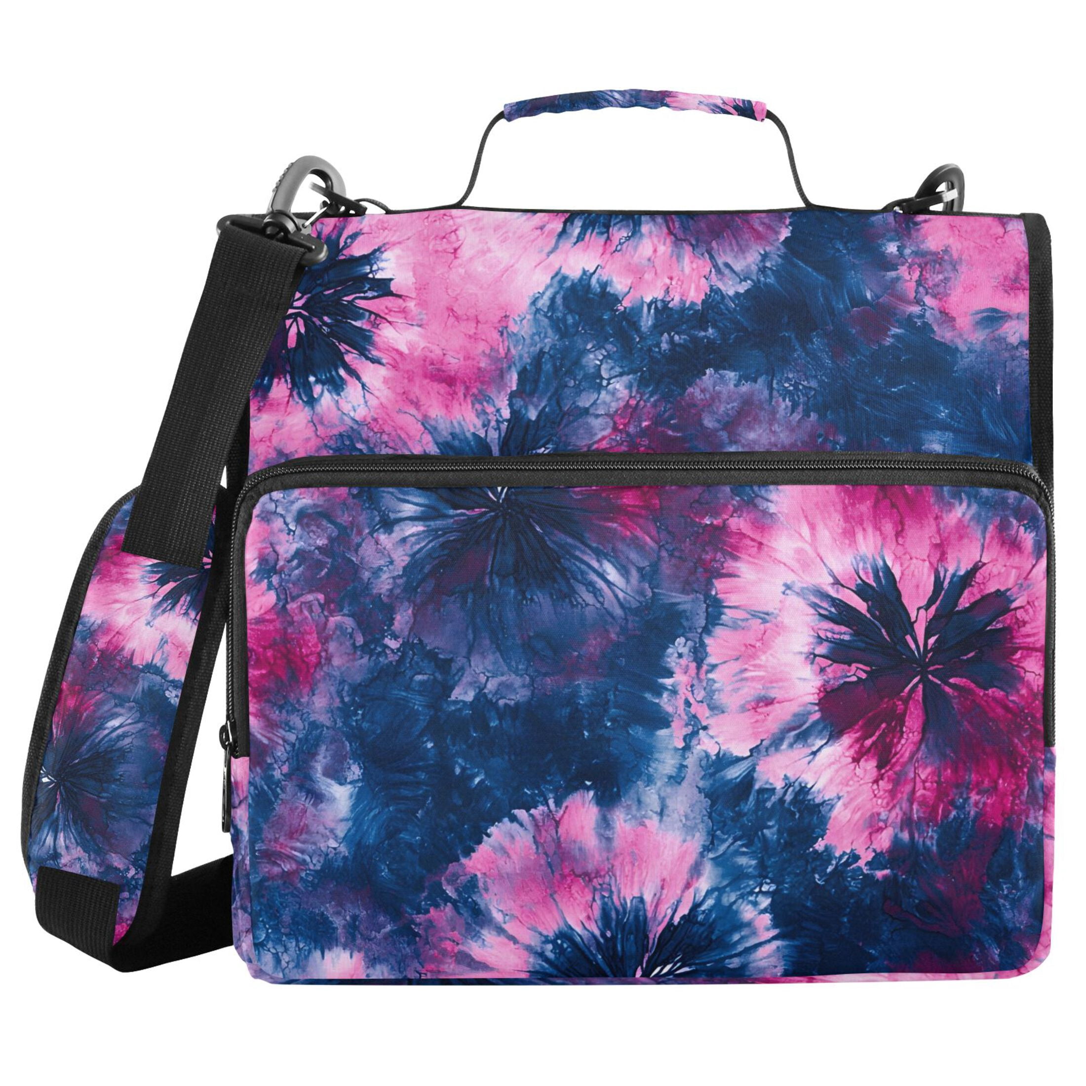 ALAZA Zipper Binder Tie-dye Navy 3 Ring Trapper Keeper File Folder Organizer Bag