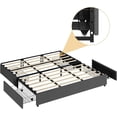 thumbnail image 5 of Upholstered Platform Bed Frame Queen Size with 4 Storage Drawers, Queen Platform Bed Frame with Mattress Foundation Strong Wooden Slats Support, Queen Size Bed Frame No Box Spring Needed, 5 of 7