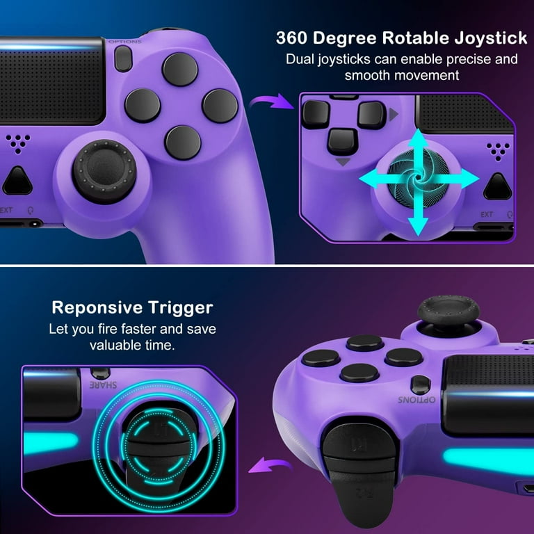 Netnew Wireless Game Controller Compatible with PS4/Slim/Pro with Upgraded Joystick - Purple