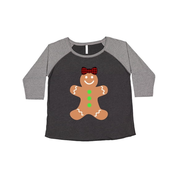 Inktastic Cute Gingerbread Girl with Red Plaid Bow Women's Plus Size T-Shirt
