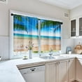 thumbnail image 5 of Beach Kitchen Curtains Tropical Palm Window Curtains and Valances Set 36 Inch, Summer Ocean Short Tier Curtain for Kitchen, Blue Ocean Small Kitchen Decor, 5 of 5