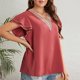 thumbnail image 3 of Blusa de manga corta con cuello en V, blusa de manga corta para mujer, blusa de manga corta para mujer, blusa de encaje con cuello en V, máxima confiabilidad, 3 of 6
