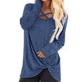 thumbnail image 2 of Jersey para mujer, camisa con cuello cruzado, manga larga, sudadera informal holgada para otoño, 2 of 5