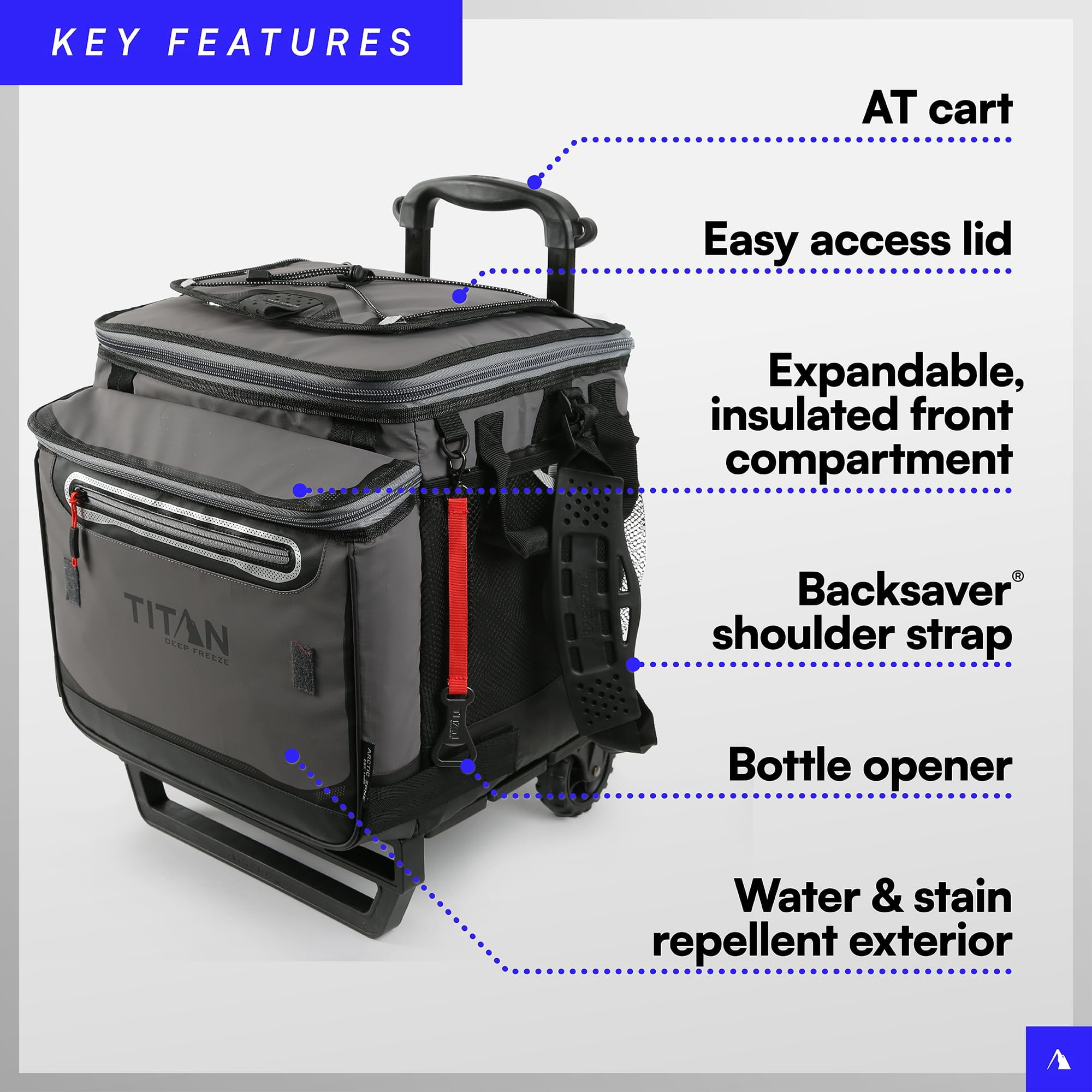 Titan by Arctic Zone 60 Can Collapsible Rolling Cooler, Sharkskin Gray