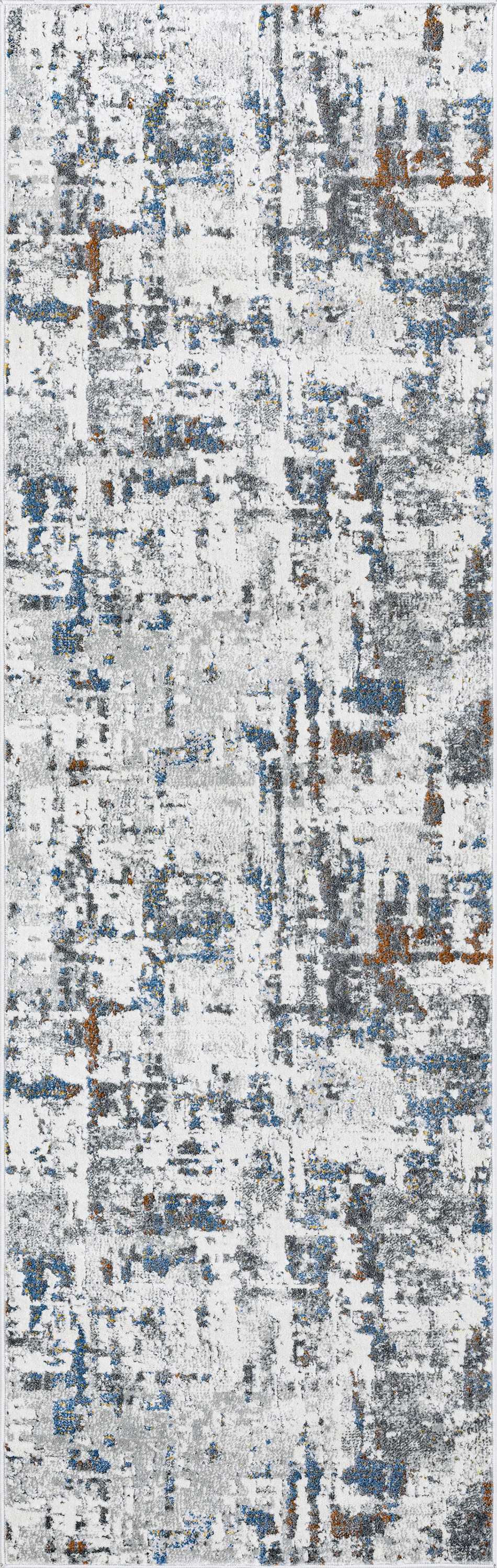 Contemporary 3x10 Area Rug (2'7'' x 9'10'') Abstract Gray, Teal Indoor Runner Easy to Clean